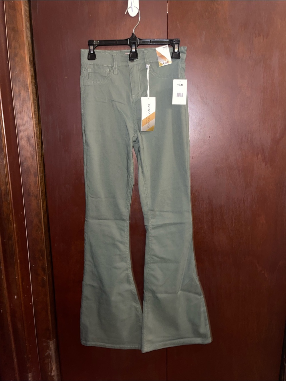 YMI Dill Green High-Waist Flare Jeans